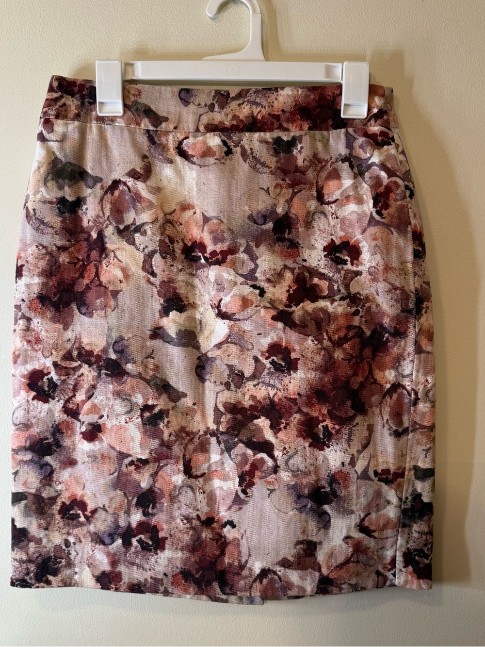 Ann Taylor Floral Watercolor Pencil Skirt - Pink, Brown & Gray